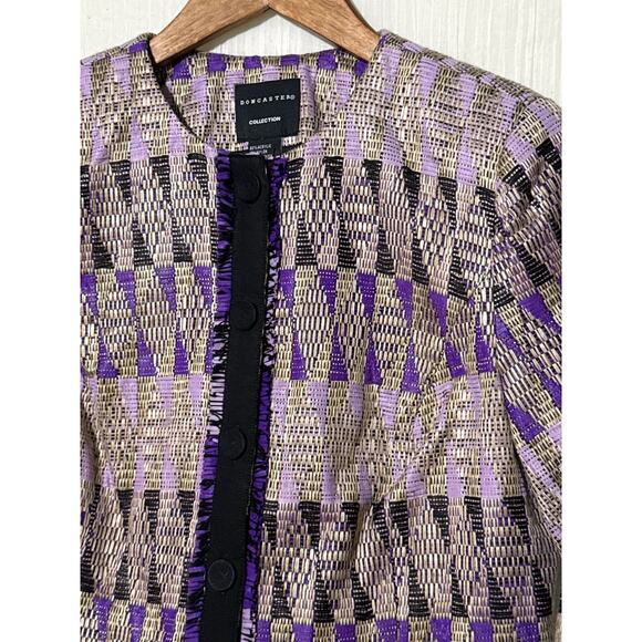 Doncaster Womens Cropped Blazer Size 4 Purple Black - Picture 3 of 8
